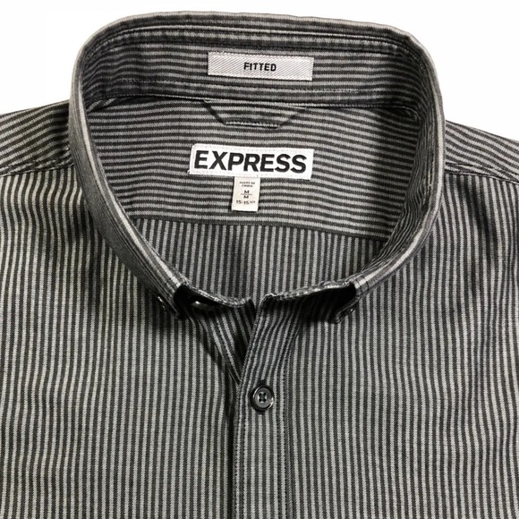 EXPRESS Mens Shirt Slim Fit Long Sleeve 2 Pockets Flaps 100% Cotton - Picture 4 of 5
